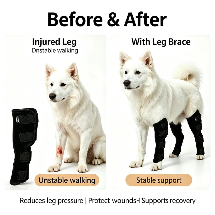 Dog Leg Support Brace Neoprene Black S‑XL For Sprain Arthritis Post‑Surgery Recovery