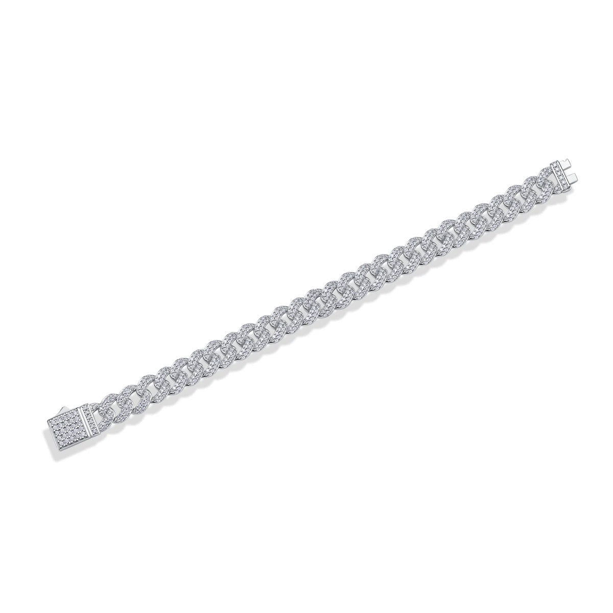 581-Stone Moissanite Cuban Chain Bracelet | S925 Silver 18K Gold Plated | 1.2–1.6mm VVS1 D-Color Eight Hearts & Arrows | Unisex | GRA Certified | Charmsolo