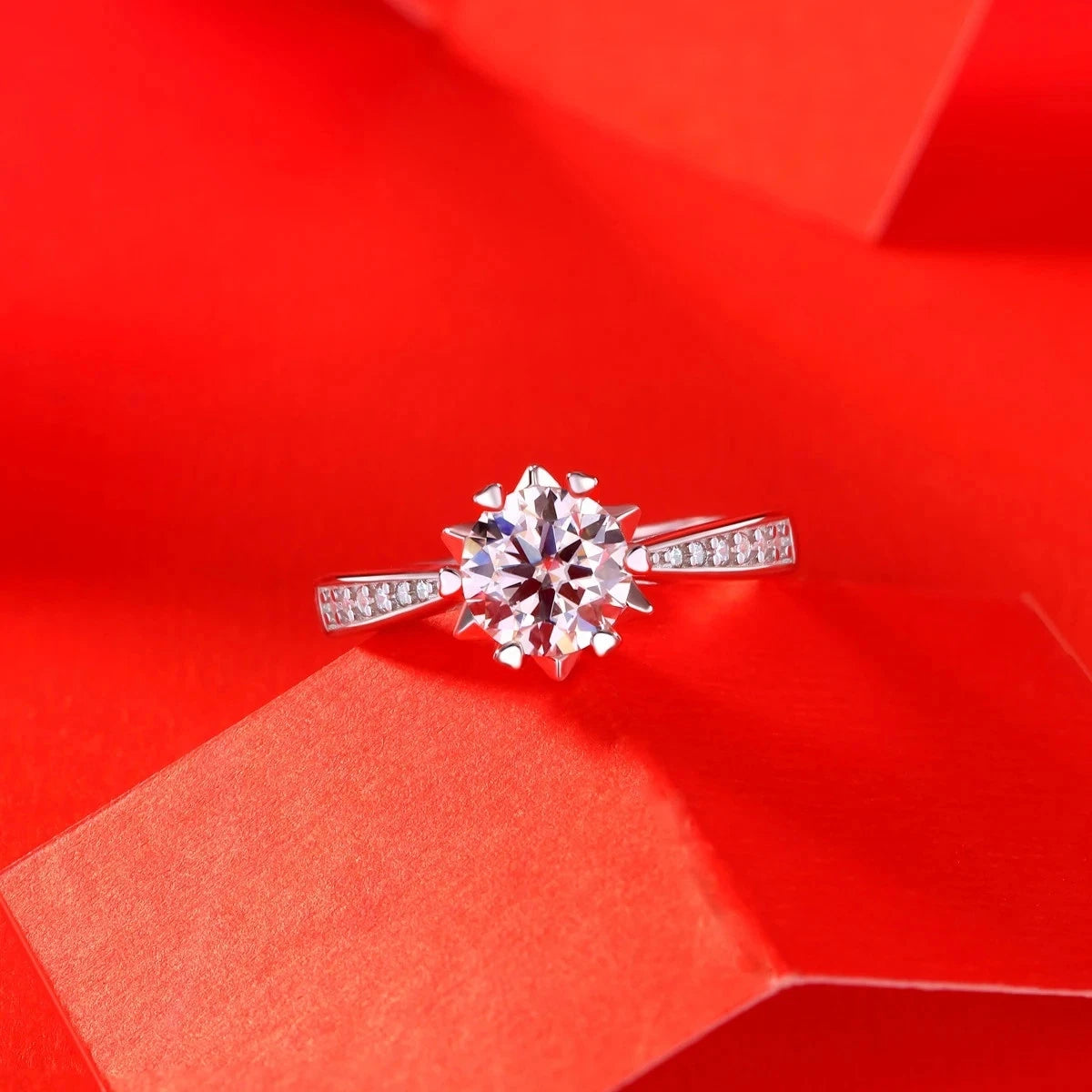 GRA Moissanite Promise Ring for Her | Free Custom Engraving | Adjustable Silver Band