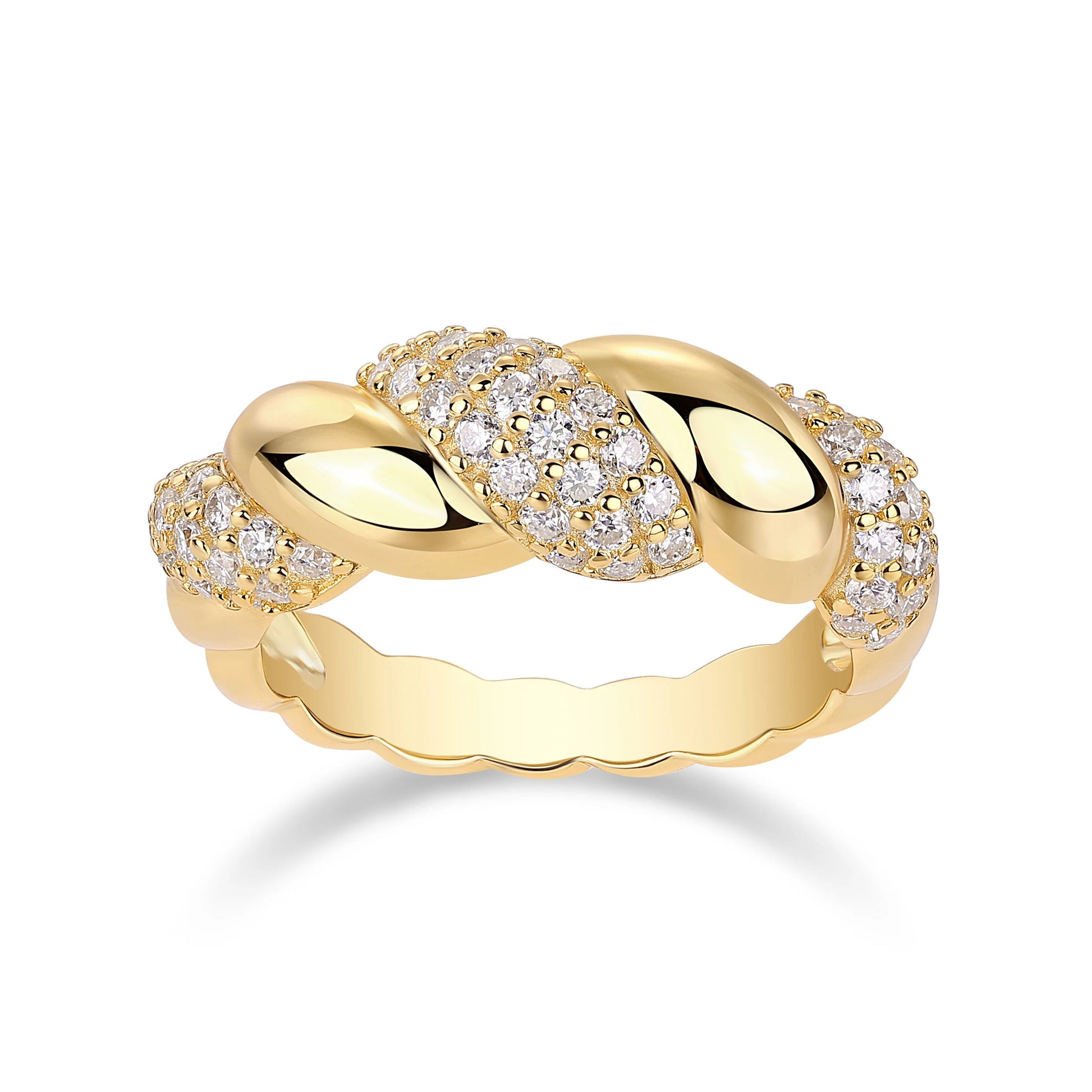 63-Stone Moissanite Twisted Pavé Ring | S925 Silver 18K Gold Plated | VVS1 D-Color | Instagram Style | Charmsolo