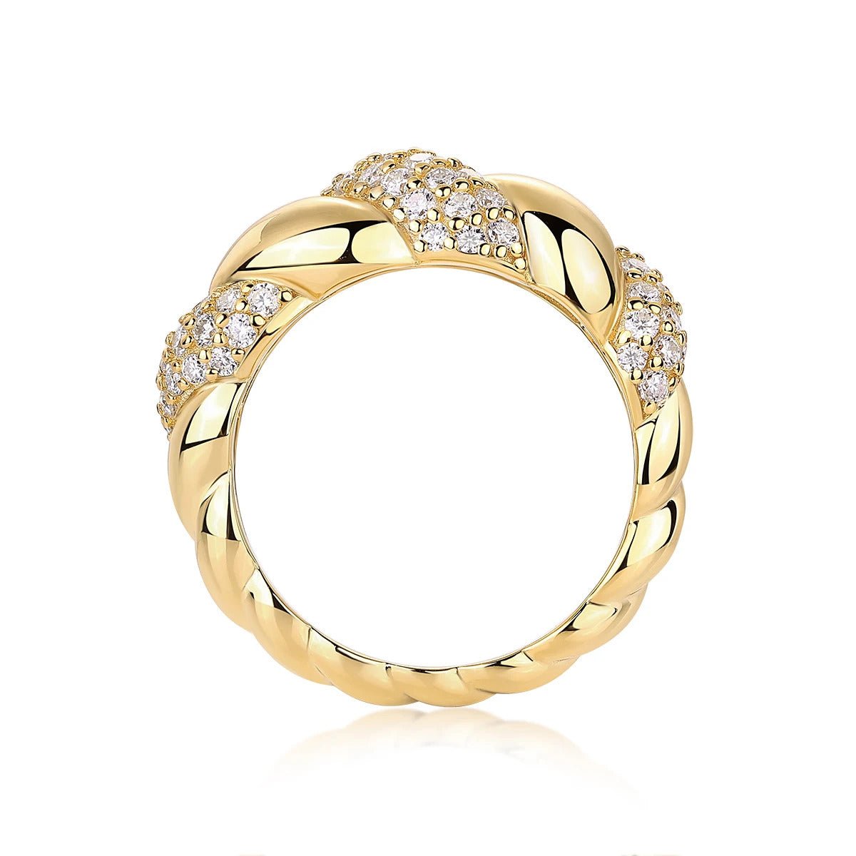 63-Stone Moissanite Twisted Pavé Ring | S925 Silver 18K Gold Plated | VVS1 D-Color | Instagram Style | Charmsolo