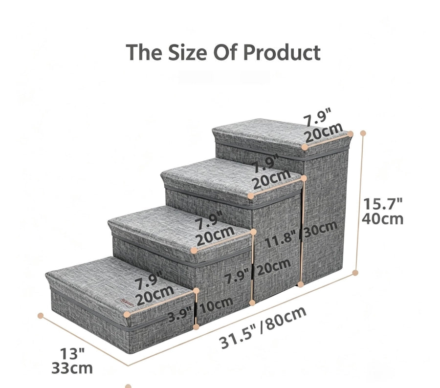 4‑Step Foldable Pet Steps With Storage For Small Senior Dogs DD01299