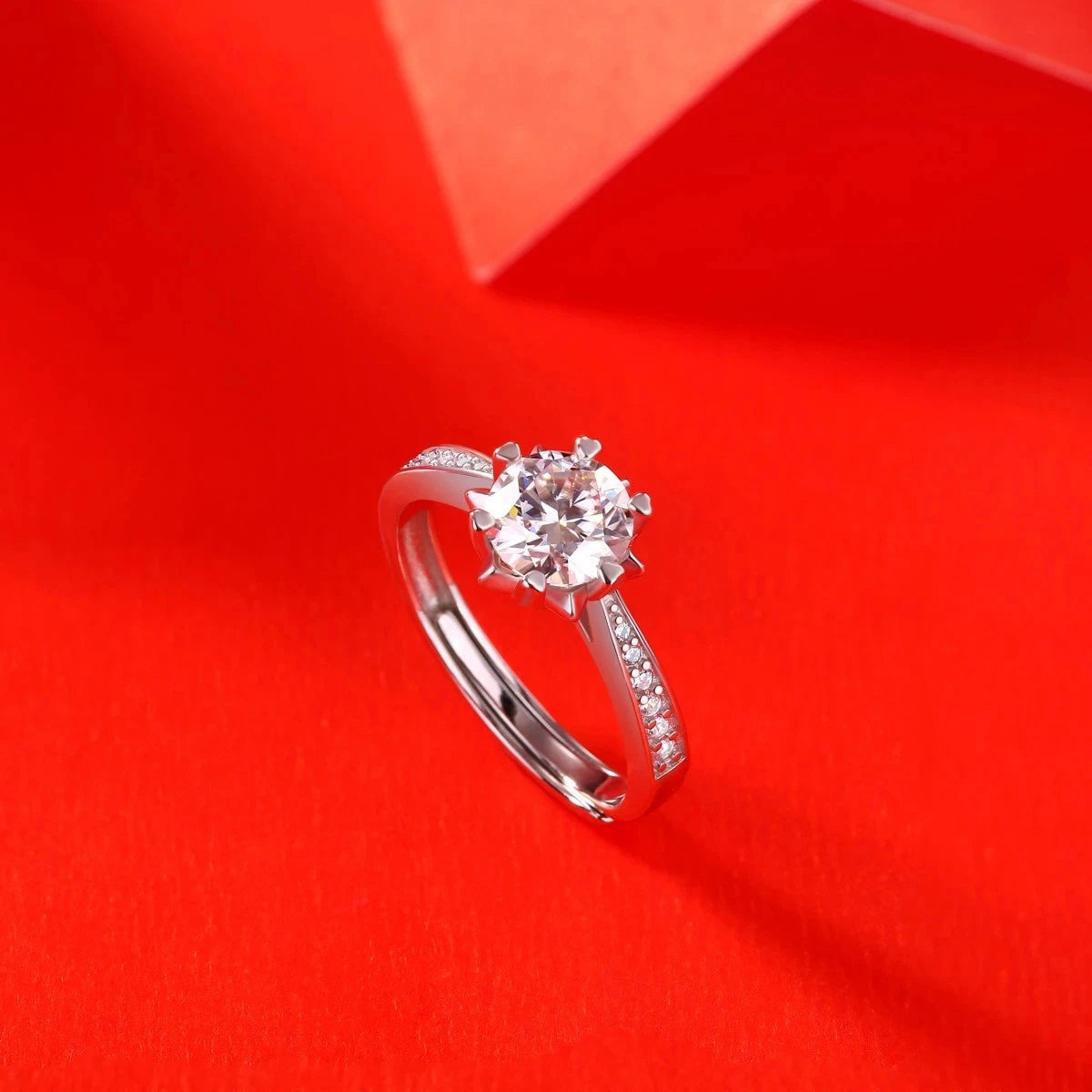 GRA Moissanite Promise Ring for Her | Free Custom Engraving | Adjustable Silver Band