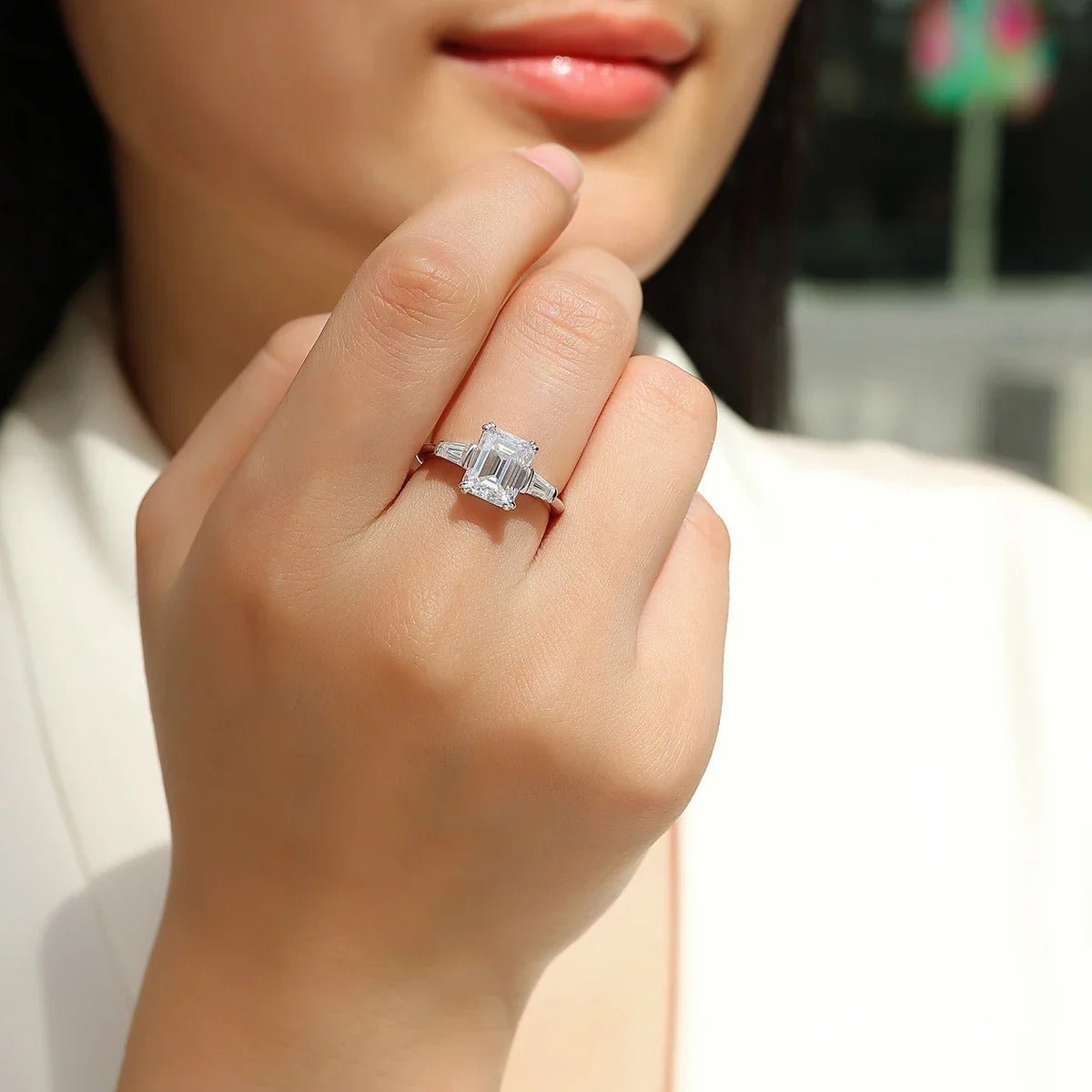 7×9mm Octagon Moissanite Starry Mirror Ring | S925 Silver 18K Gold Plated | VVS1 D-Color Perfect Cut | GRA Certified | Charmsolo