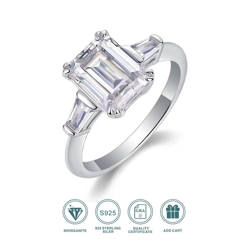 7×9mm Octagon Moissanite Starry Mirror Ring | S925 Silver 18K Gold Plated | VVS1 D-Color Perfect Cut | GRA Certified | Charmsolo