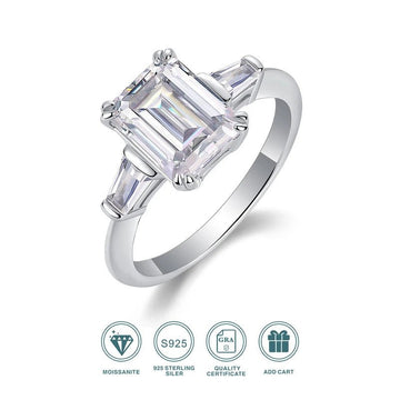 7×9mm Octagon Moissanite Starry Mirror Ring | S925 Silver 18K Gold Plated | VVS1 D-Color Perfect Cut | GRA Certified | Charmsolo