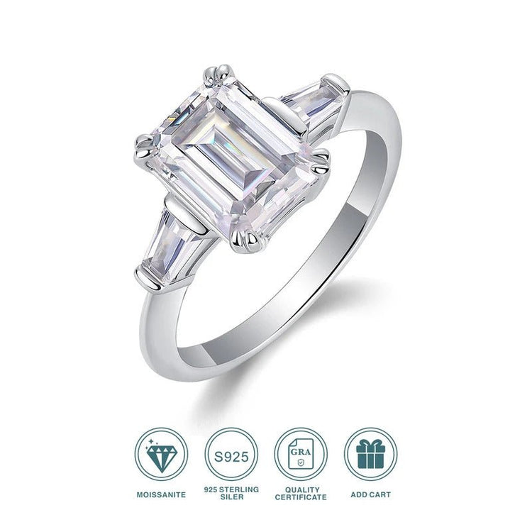 7×9mm Octagon Moissanite Starry Mirror Ring | S925 Silver 18K Gold Plated | VVS1 D-Color Perfect Cut | GRA Certified | Charmsolo