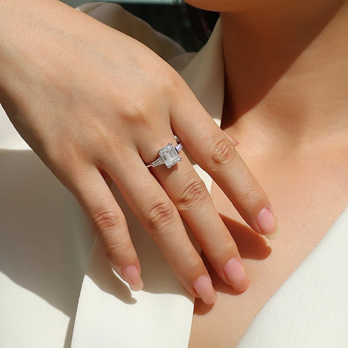 7×9mm Octagon Moissanite Starry Mirror Ring | S925 Silver 18K Gold Plated | VVS1 D-Color Perfect Cut | GRA Certified | Charmsolo