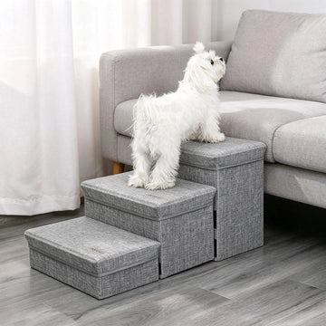 4‑Step Foldable Pet Steps With Storage For Small Senior Dogs DD01299
