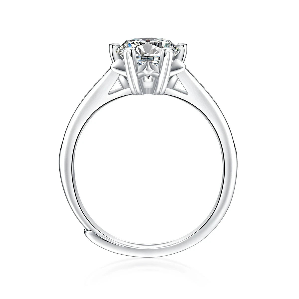 GRA Moissanite Promise Ring for Her | Free Custom Engraving | Adjustable Silver Band