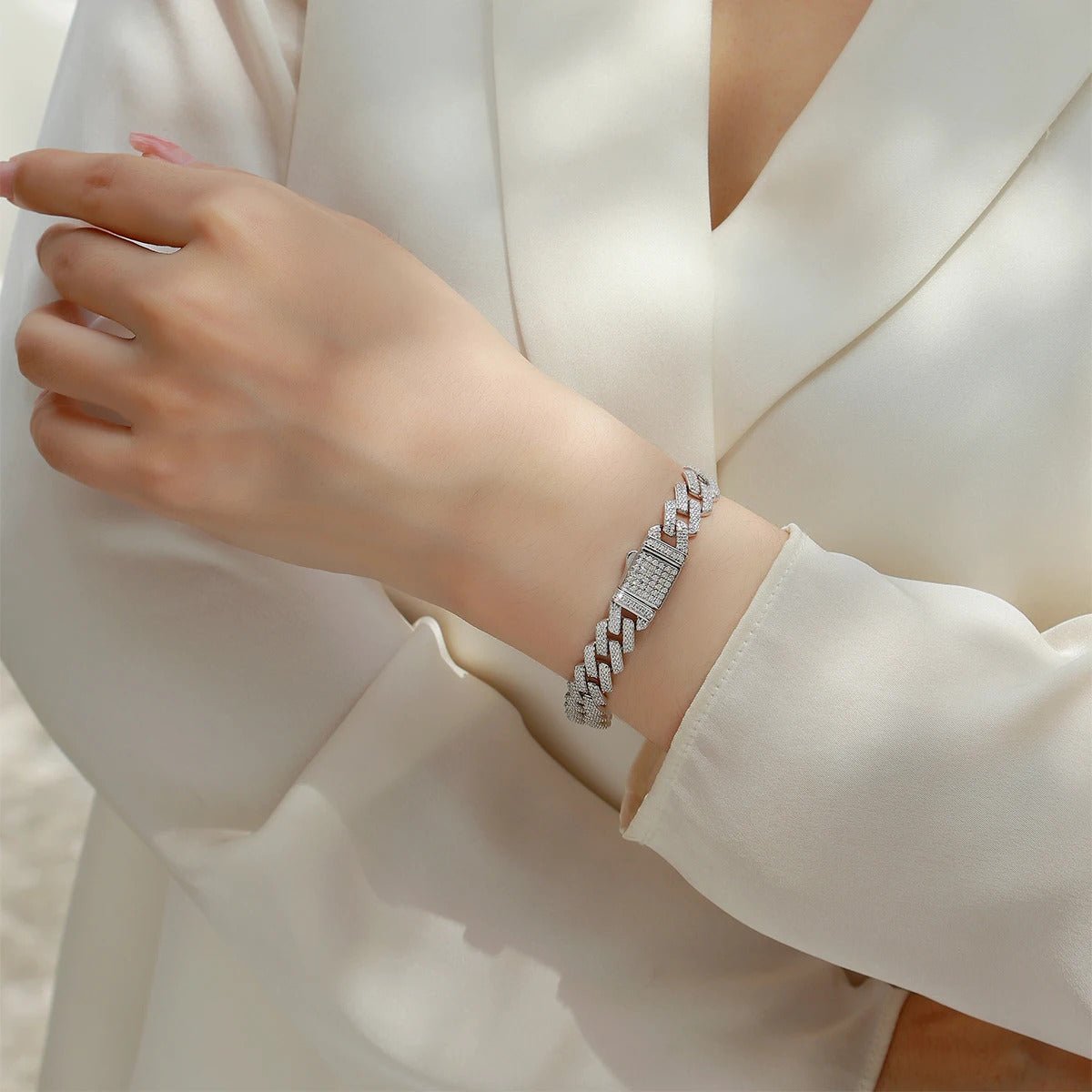 802-Stone Moissanite Cuban Bracelet | S925 Silver 18K Gold Plated | 14mm Wide | VVS1 D-Color | Hip Hop | GRA Certified | Charmsolo