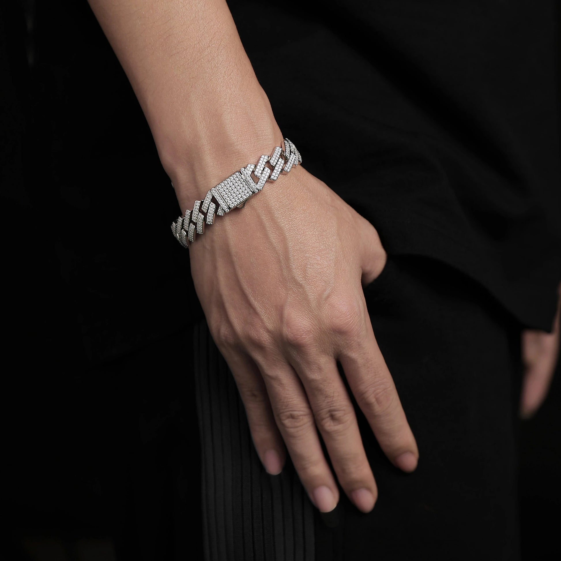 802-Stone Moissanite Cuban Bracelet | S925 Silver 18K Gold Plated | 14mm Wide | VVS1 D-Color | Hip Hop | GRA Certified | Charmsolo