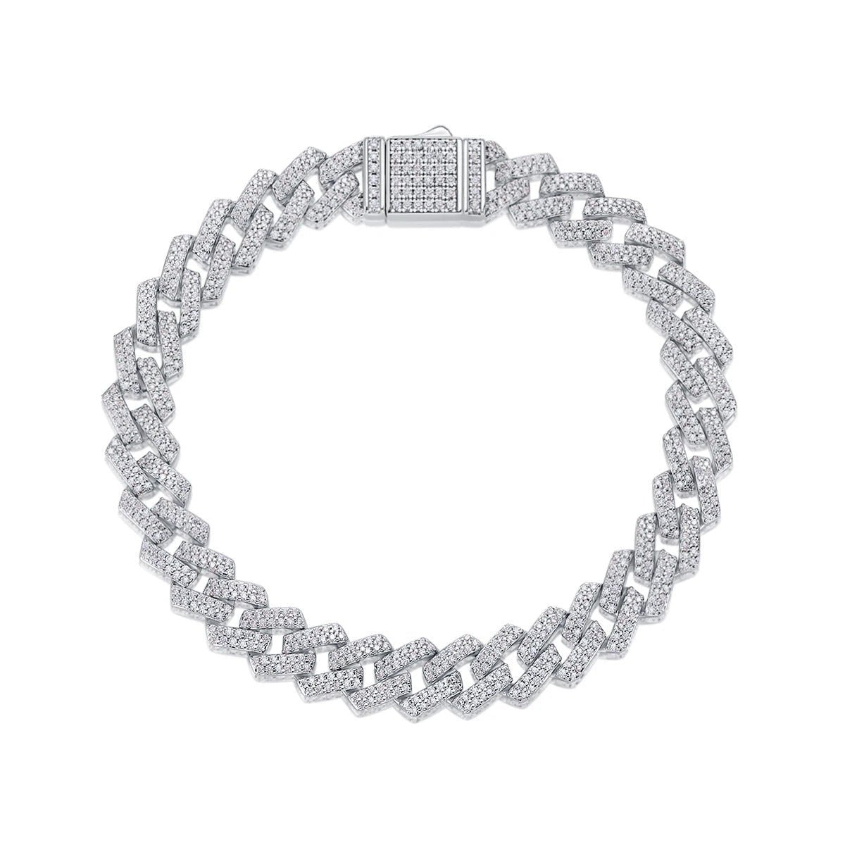 802-Stone Moissanite Cuban Bracelet | S925 Silver 18K Gold Plated | 14mm Wide | VVS1 D-Color | Hip Hop | GRA Certified | Charmsolo