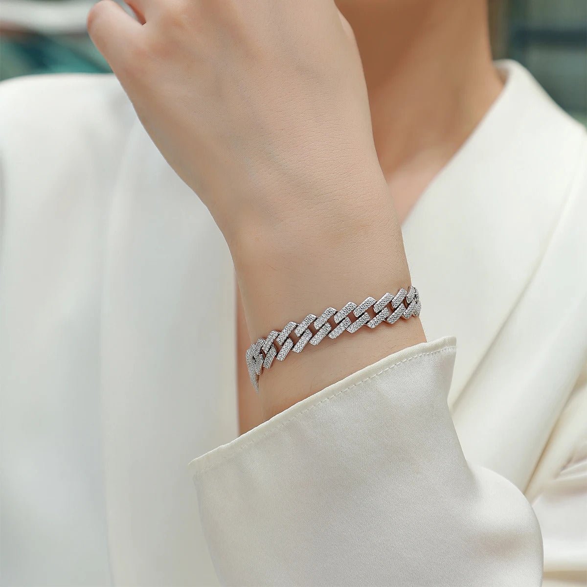 802-Stone Moissanite Cuban Bracelet | S925 Silver 18K Gold Plated | 14mm Wide | VVS1 D-Color | Hip Hop | GRA Certified | Charmsolo
