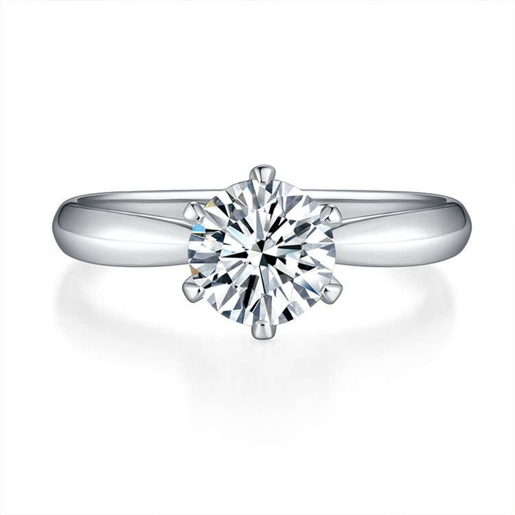 1ct Moissanite Ring | VVS1 D Round Cut | S925 Silver | GRA Cert + Free Engraving Silver