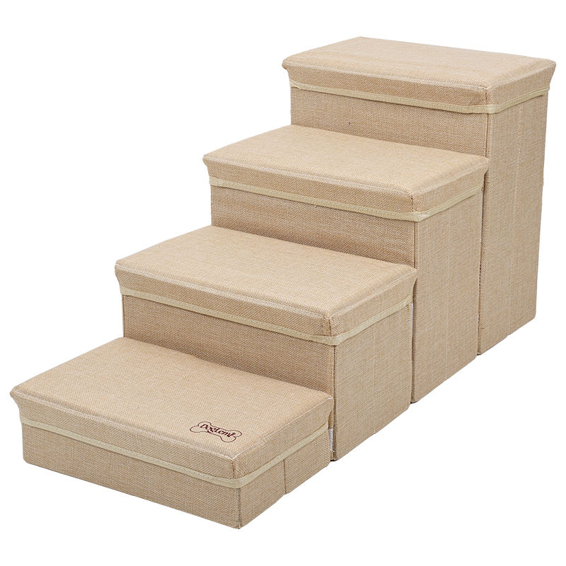 4‑Step Foldable Pet Steps With Storage For Small Senior Dogs DD01299