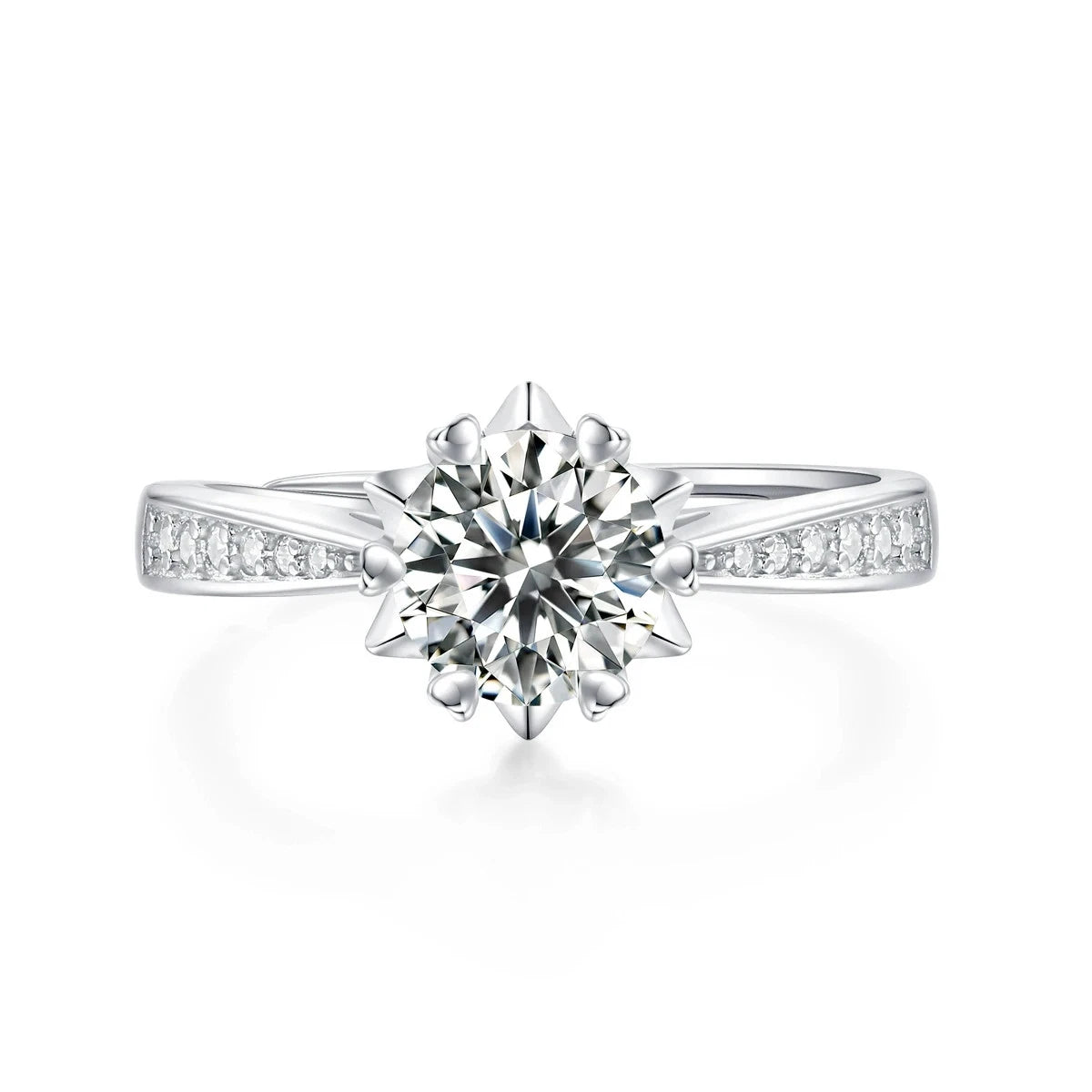 GRA Moissanite Promise Ring for Her | Free Custom Engraving | Adjustable Silver Band Silver