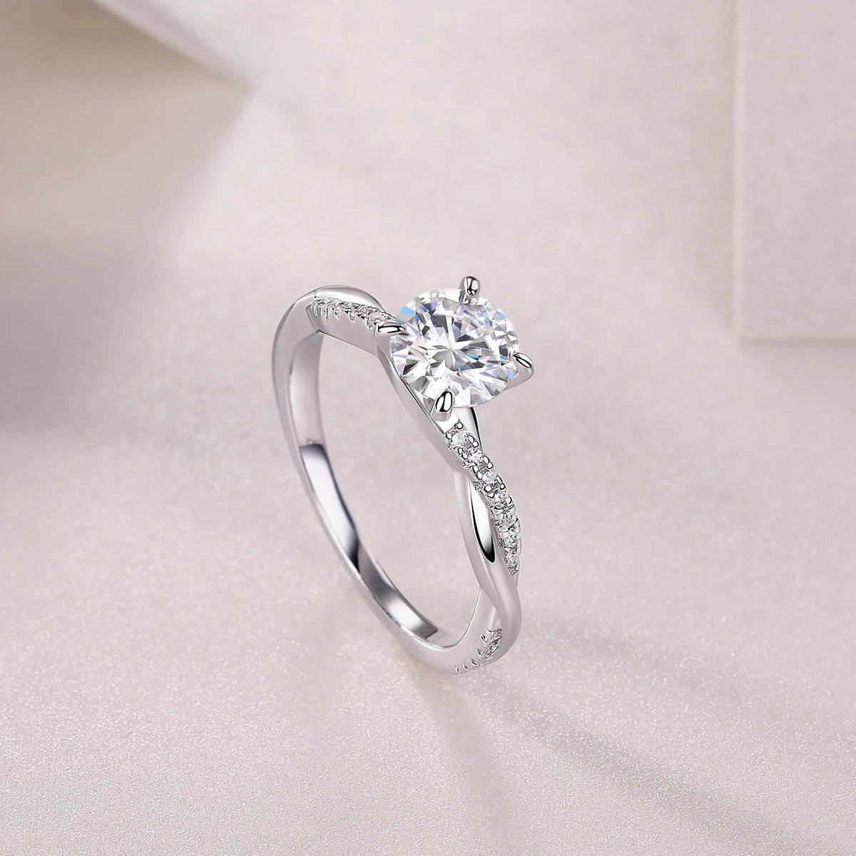 Moissanite Ring Set 2pcs 925 Silver – 1ct VVS1 D Color 18K White Gold Wedding Eternity Band