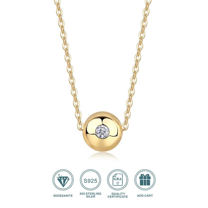 Moissanite Geometric Pendant Necklace 925 Silver 18K Gold – Sparkling O-Chain