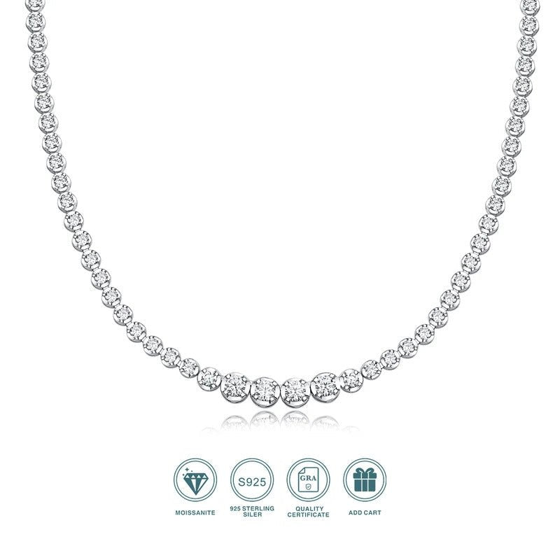 925 Sterling Silver beaded Moissanite Clavicle Necklace – 4+88 Moissanite Stones | Charmsolo