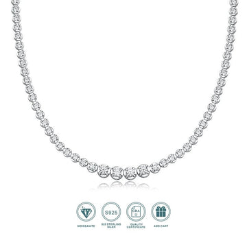 925 Sterling Silver beaded Moissanite Clavicle Necklace – 4+88 Moissanite Stones | Charmsolo