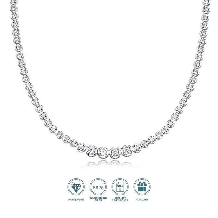 925 Sterling Silver beaded Moissanite Clavicle Necklace – 4+88 Moissanite Stones | Charmsolo