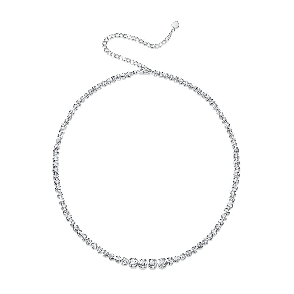 925 Sterling Silver beaded Moissanite Clavicle Necklace – 4+88 Moissanite Stones | Charmsolo
