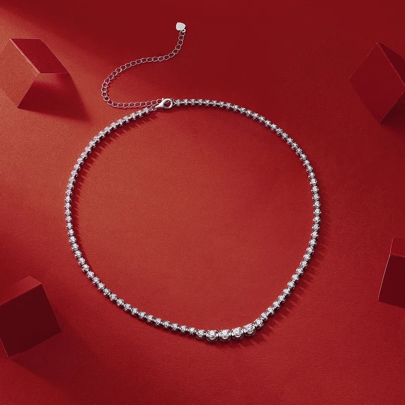 925 Sterling Silver beaded Moissanite Clavicle Necklace – 4+88 Moissanite Stones | Charmsolo