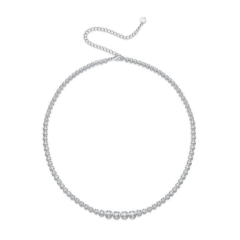 925 Sterling Silver beaded Moissanite Clavicle Necklace – 4+88 Moissanite Stones | Charmsolo