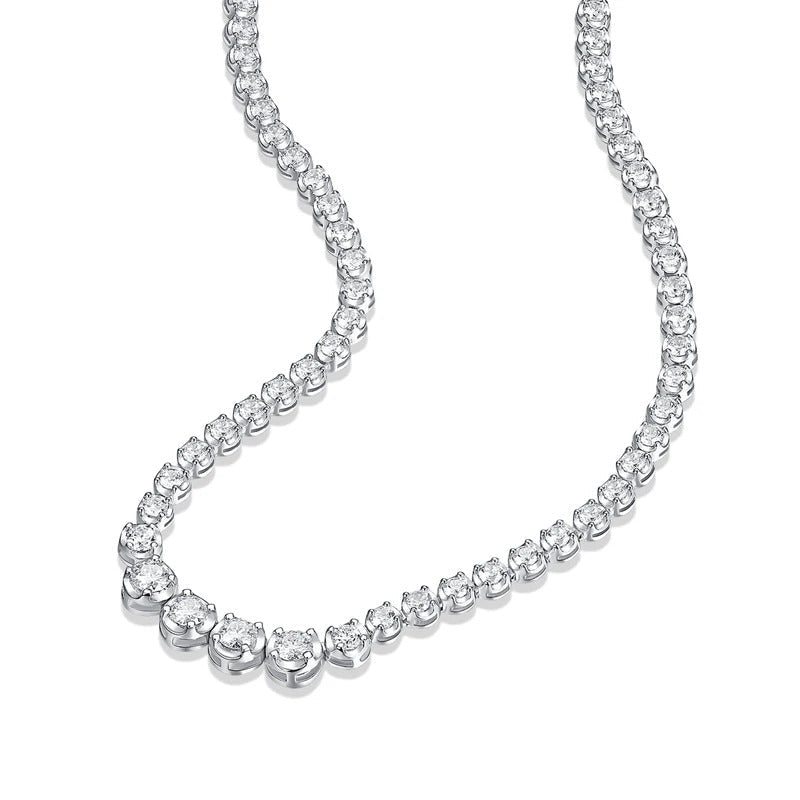 925 Sterling Silver beaded Moissanite Clavicle Necklace – 4+88 Moissanite Stones | Charmsolo