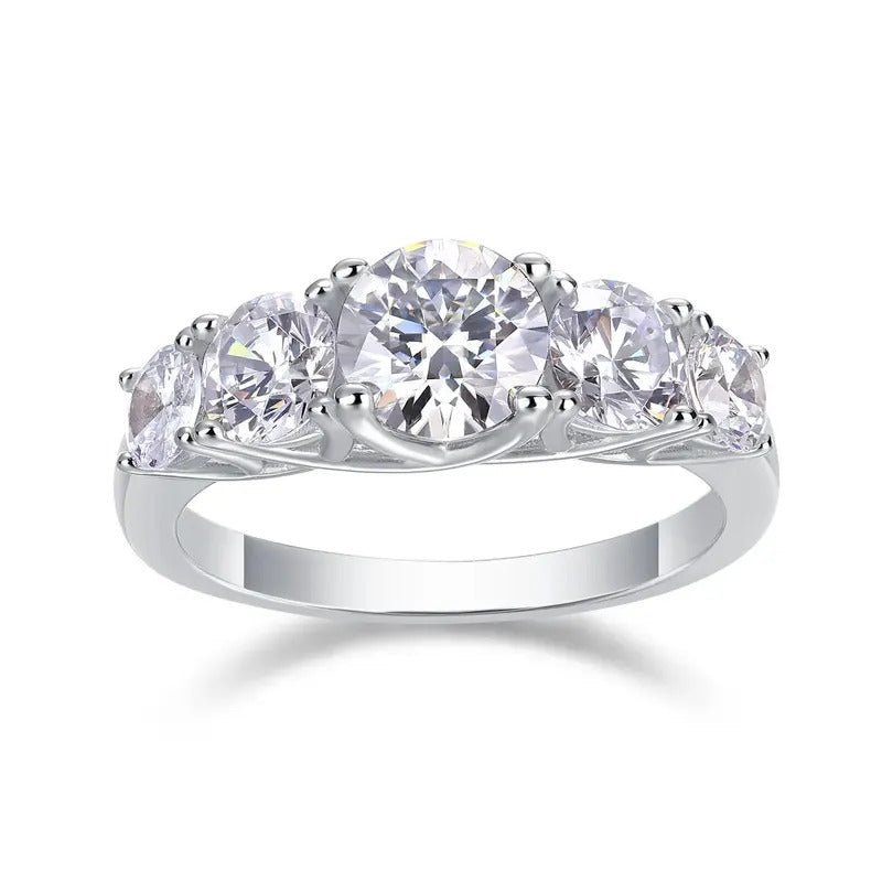 Moissanite Cocktail Ring 925 Silver – 1ct VVS1 D Color 8H8A + Zircon Accents