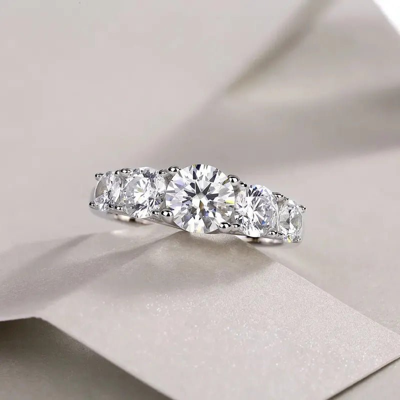 Moissanite Cocktail Ring 925 Silver – 1ct VVS1 D Color 8H8A + Zircon Accents