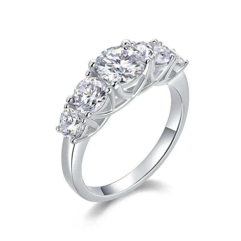 Moissanite Cocktail Ring 925 Silver – 1ct VVS1 D Color 8H8A + Zircon Accents