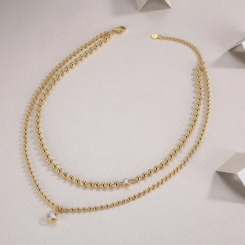 925 Sterling Silver Moissanite Layered Necklace Set | VVS1 D Color Double Pendant