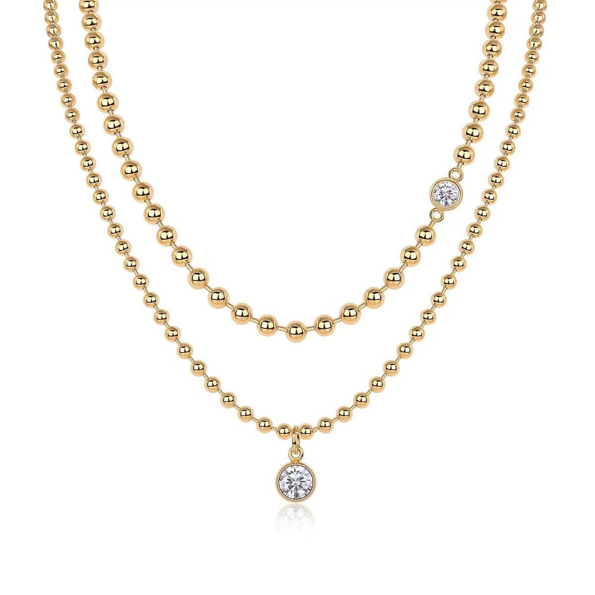 925 Sterling Silver Moissanite Layered Necklace Set | VVS1 D Color Double Pendant