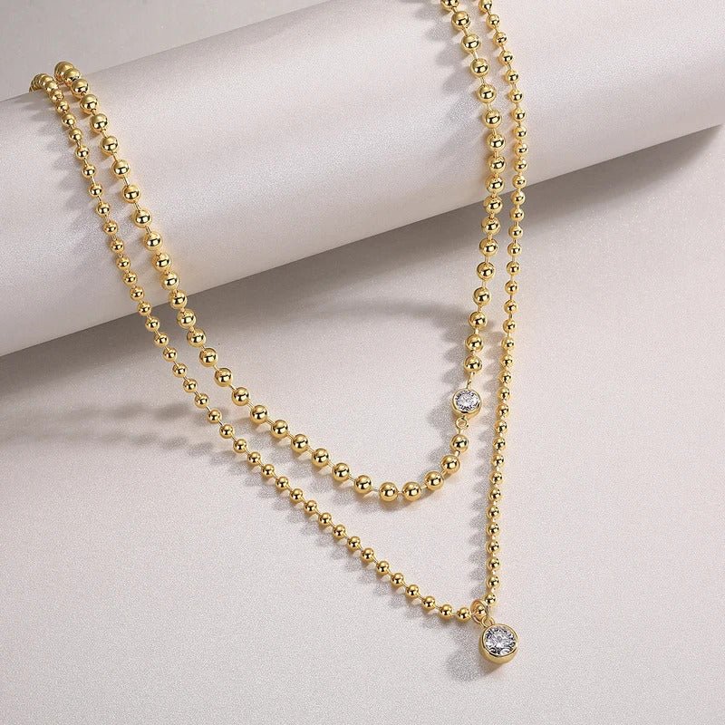 925 Sterling Silver Moissanite Layered Necklace Set | VVS1 D Color Double Pendant