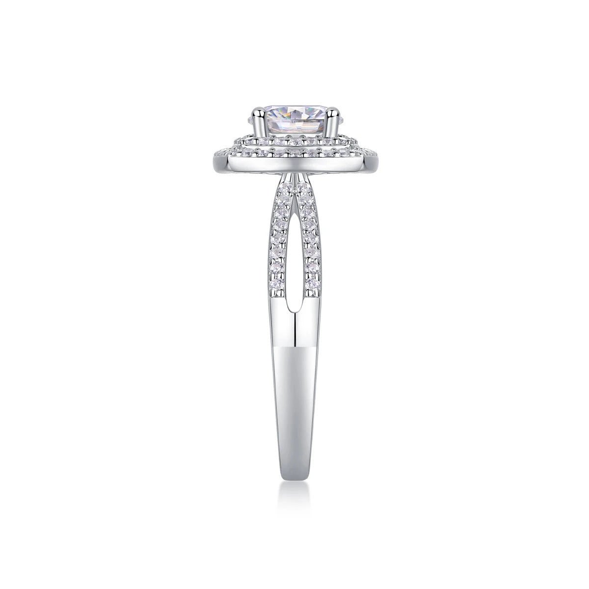 Moissanite Ring 925 Silver – 1ct VVS1 D Color + 88 CZ Accents Thick Gold | Charmsolo