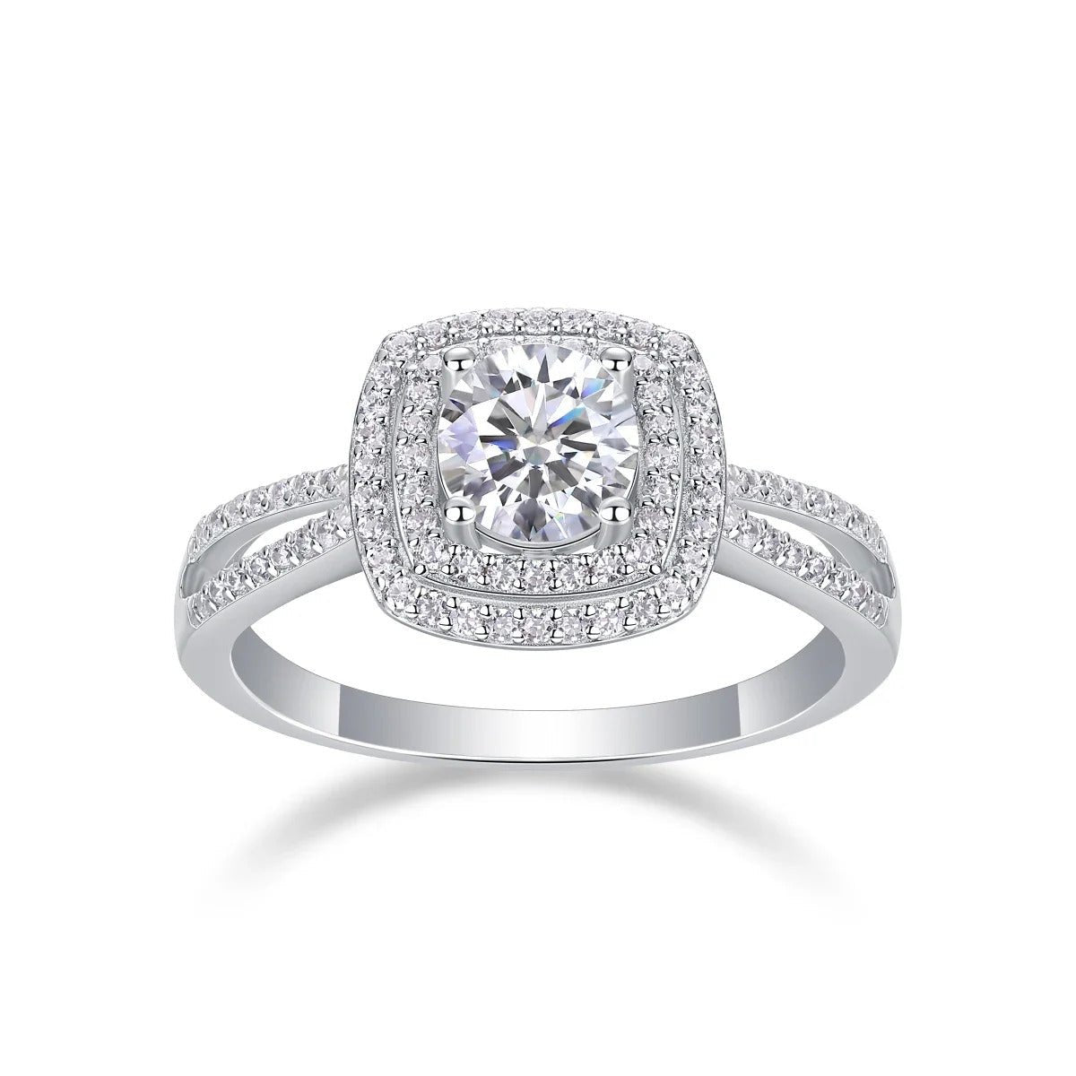 Moissanite Ring 925 Silver – 1ct VVS1 D Color + 88 CZ Accents Thick Gold | Charmsolo
