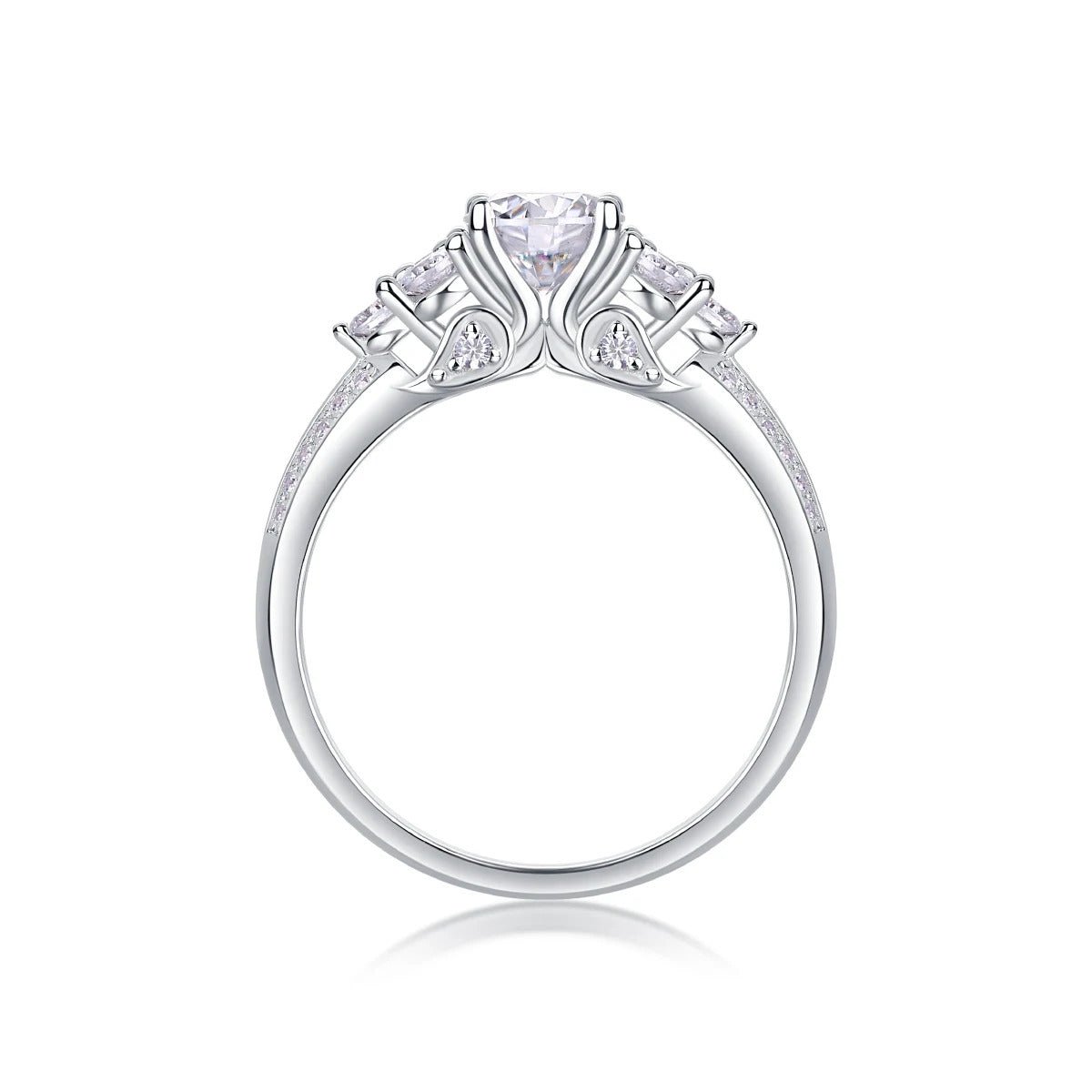 Moissanite Multi-Stone Ring 925 Silver – 1ct VVS1 D Color Prong Setting | Charmsolo