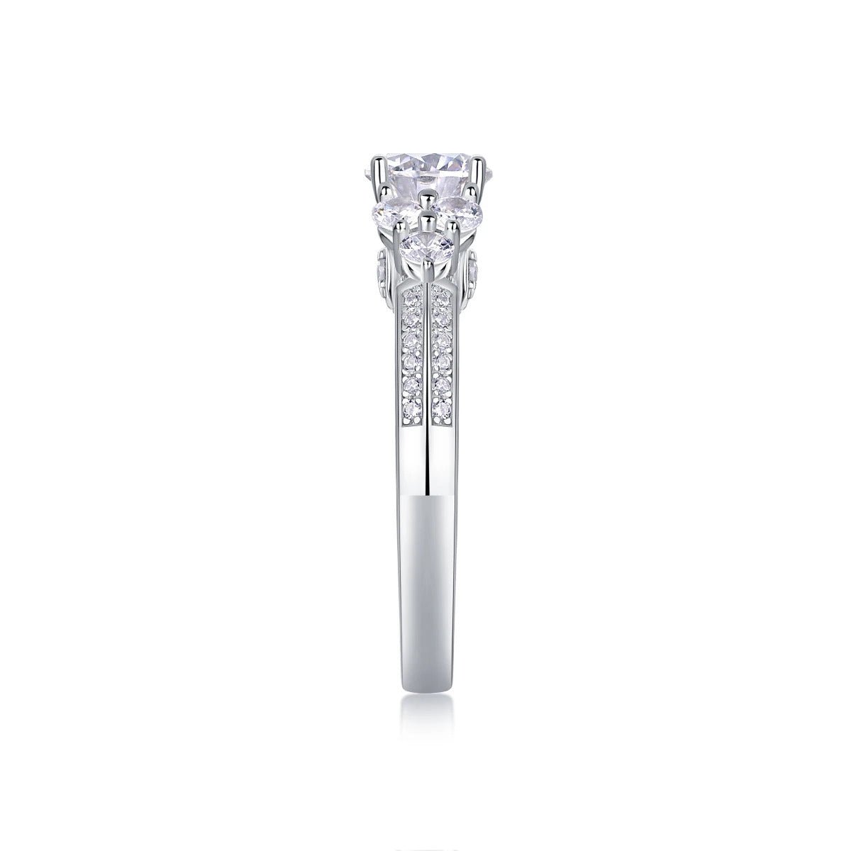 Moissanite Multi-Stone Ring 925 Silver – 1ct VVS1 D Color Prong Setting | Charmsolo