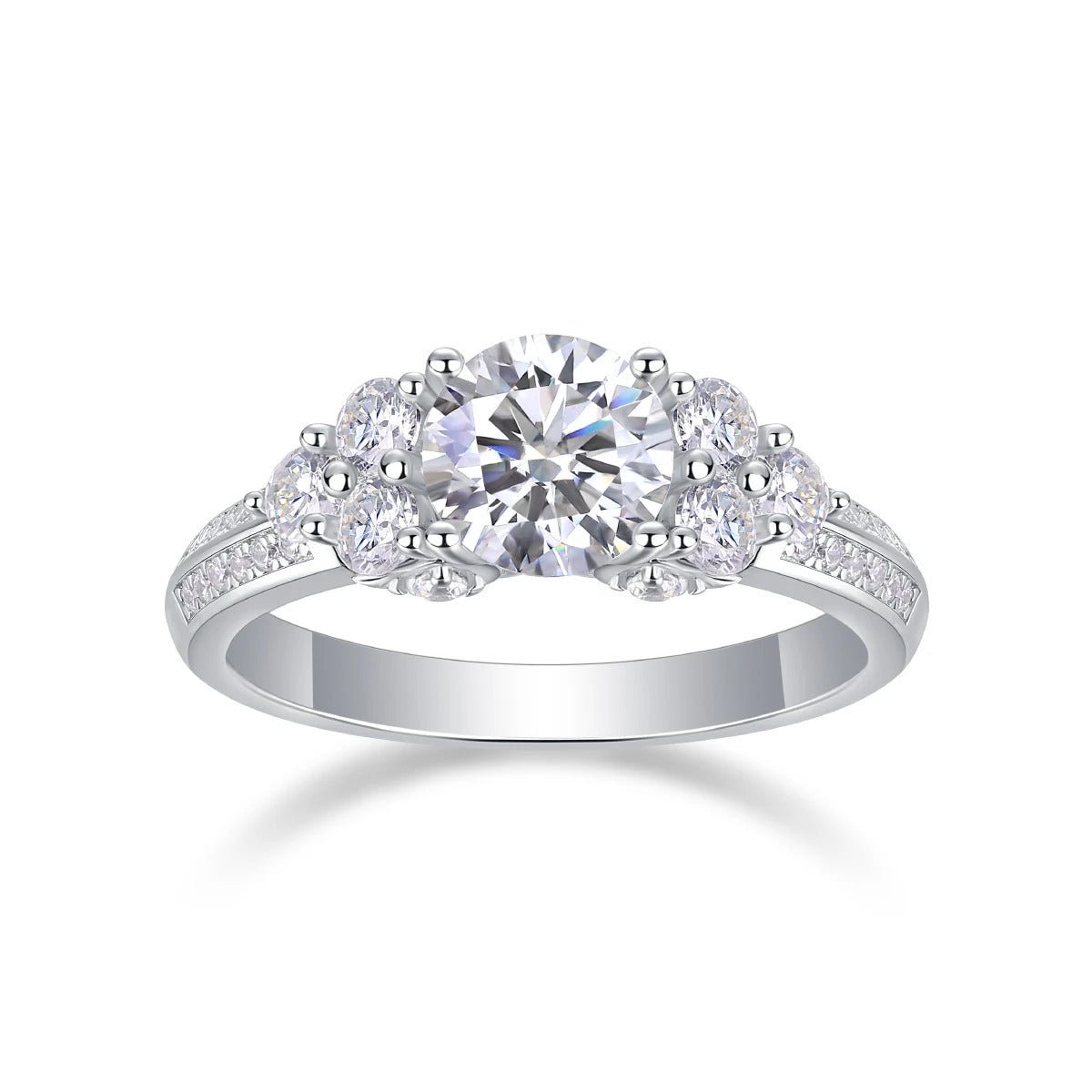 Moissanite Multi-Stone Ring 925 Silver – 1ct VVS1 D Color Prong Setting | Charmsolo