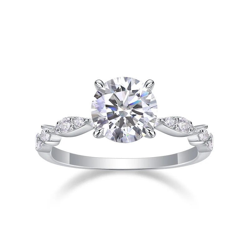 925 Sterling Silver Moissanite Ring | 2 Carat VVS1 D Color Prong Setting | Charmsolo R13622