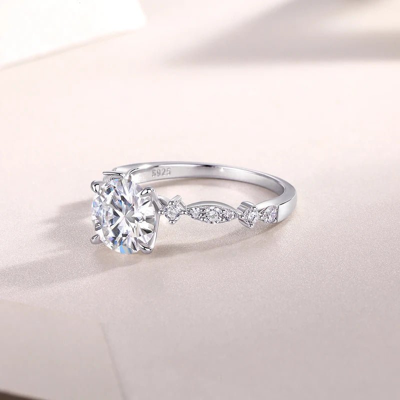 925 Sterling Silver Moissanite Ring | 2 Carat VVS1 D Color Prong Setting | Charmsolo R13622
