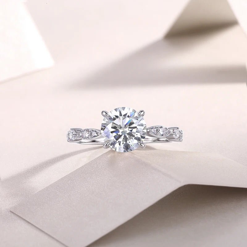 925 Sterling Silver Moissanite Ring | 2 Carat VVS1 D Color Prong Setting | Charmsolo R13622