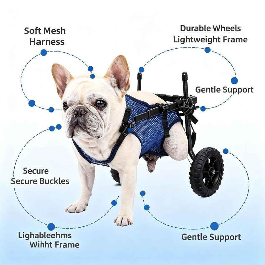 Dog Wheelchair for Hind Legs Disabled Weak Back Legs, Metal Frame Pet Mobility Aid for Small Medium Dogs