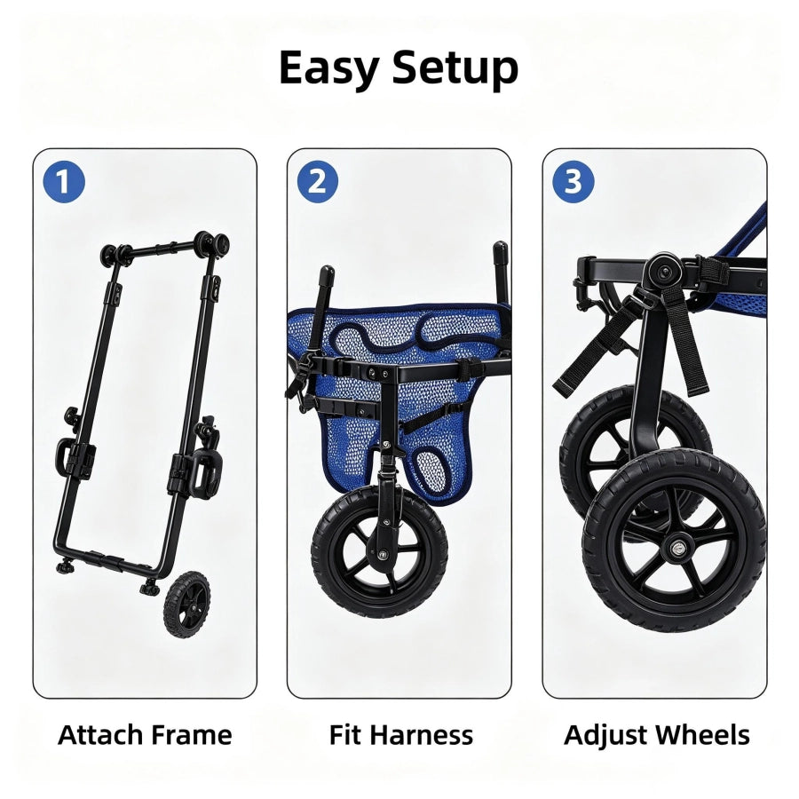 Dog Wheelchair for Hind Legs Disabled Weak Back Legs, Metal Frame Pet Mobility Aid for Small Medium Dogs