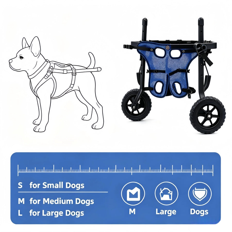 Dog Wheelchair for Hind Legs Disabled Weak Back Legs, Metal Frame Pet Mobility Aid for Small Medium Dogs
