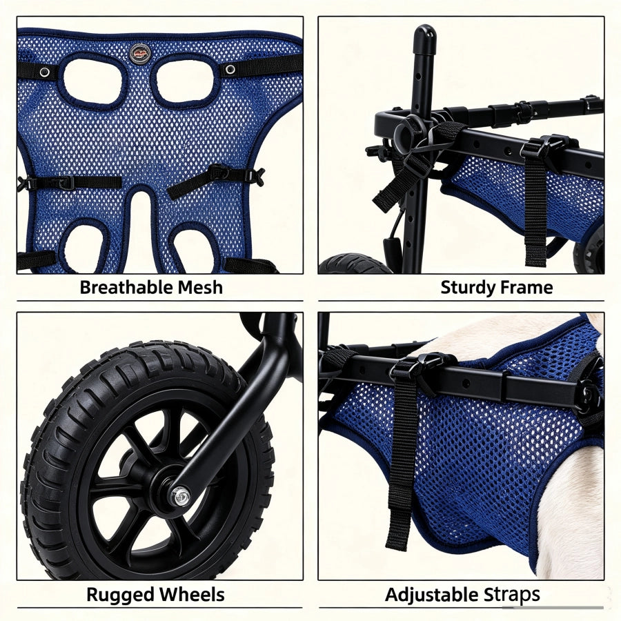 Dog Wheelchair for Hind Legs Disabled Weak Back Legs, Metal Frame Pet Mobility Aid for Small Medium Dogs