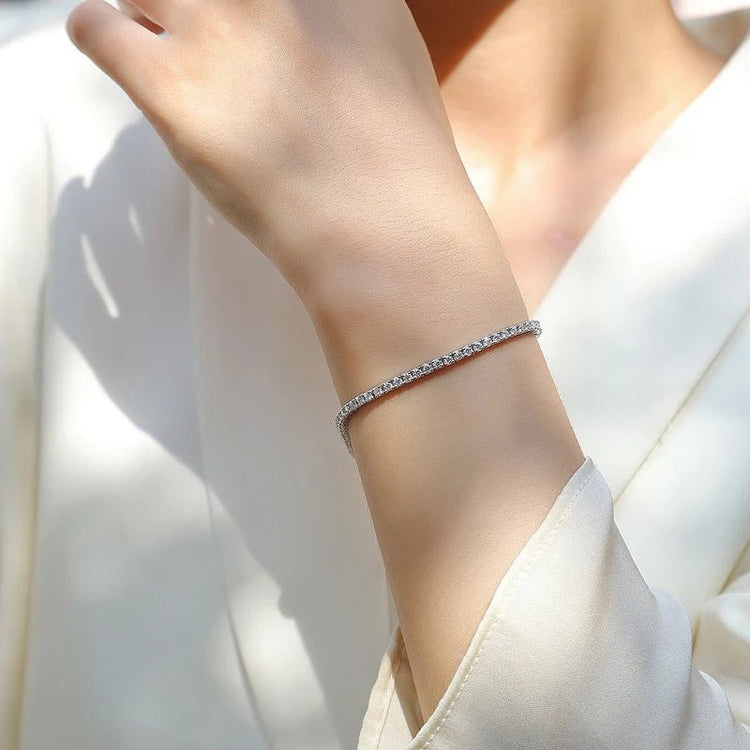 Charmsolo L12759 Moissanite Tennis Bracelet | 925 Sterling Silver 18K Gold Plated | VVS1 D Color
