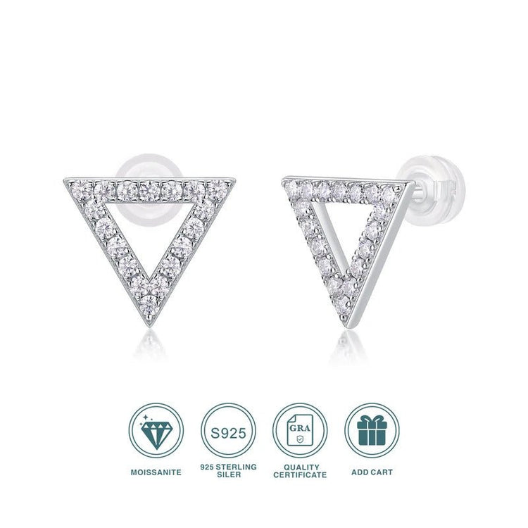 Charmsolo Moissanite Hexagonal Stud Earrings | S925 Silver 18K Gold Plated | VVS1 D Color | GRA Certified | Pair
